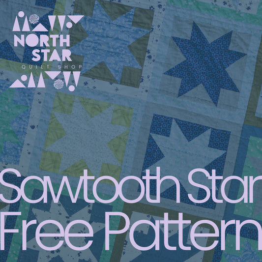 Sawtooth Star Free Quilt Pattern! Create an iconic quilt featuring the classic Sawtooth Star block known for its versatility and timeless design.