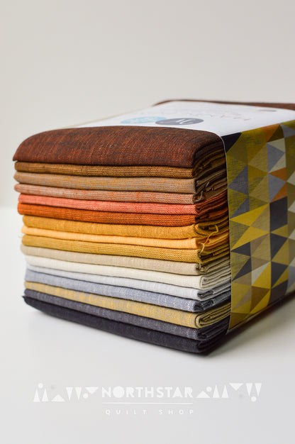 Sandstone Handloom fat quarter bundle by Tara Faughnan with neutral woven quilting fabrics.