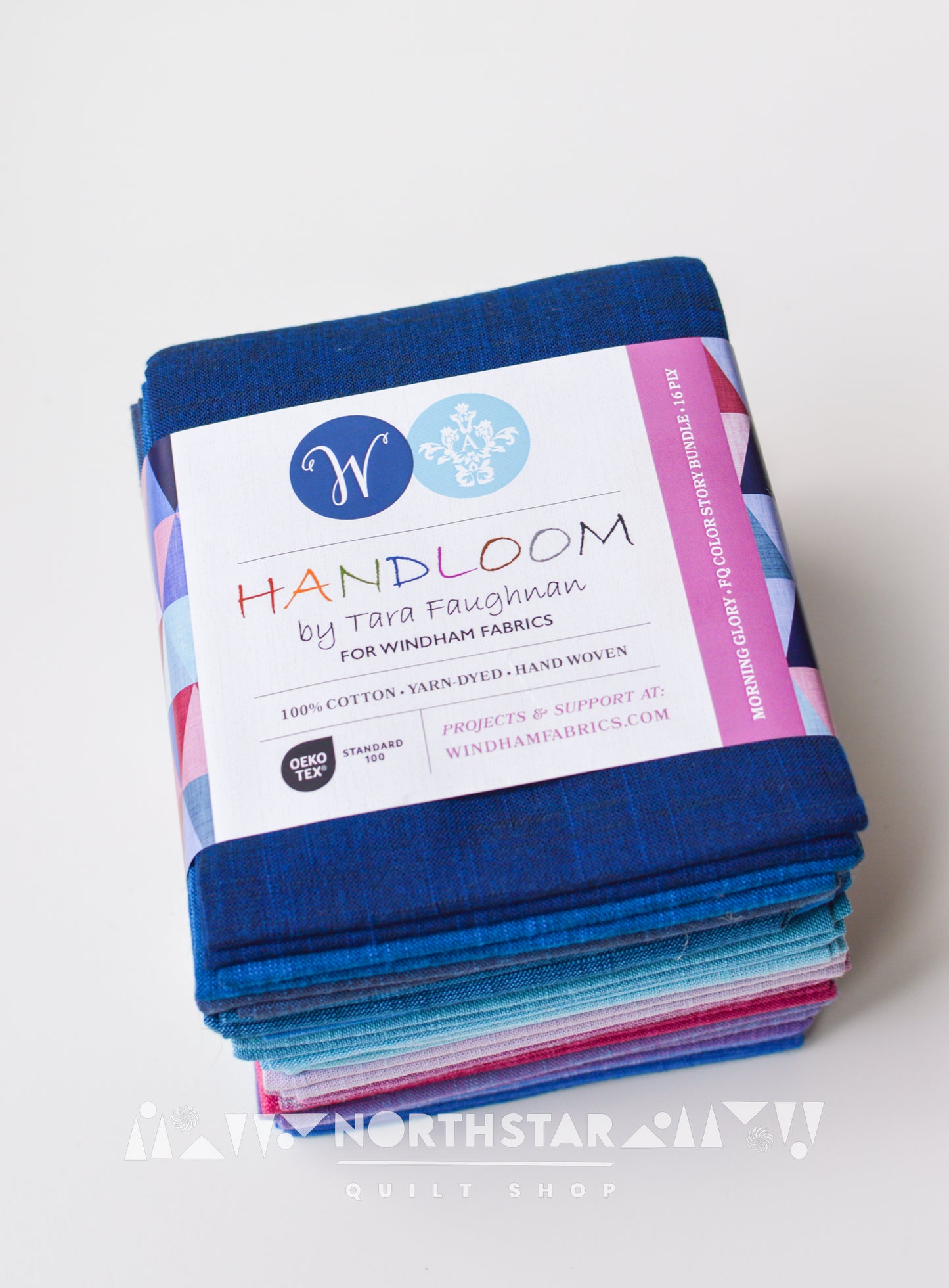 Morning Glory Handloom fat quarter bundle by Tara Faughnan featuring blue and violet woven fabrics.