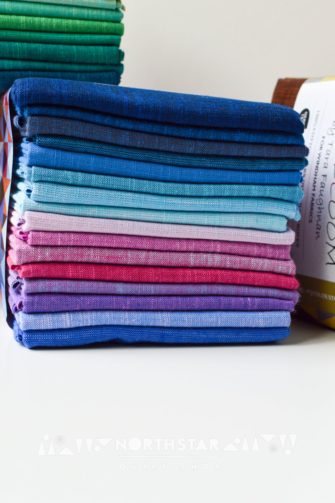 Blue and violet modern quilting fabric bundle by Tara Faughnan.