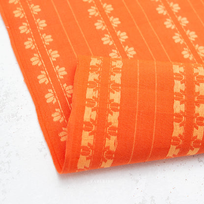 Fableism Fine and Dandy – Deco Stripe in Firecracker Cotton Woven Fabric