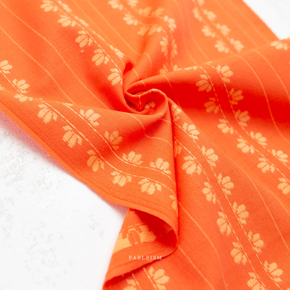 Fableism Fine and Dandy – Deco Stripe in Firecracker Cotton Woven Fabric