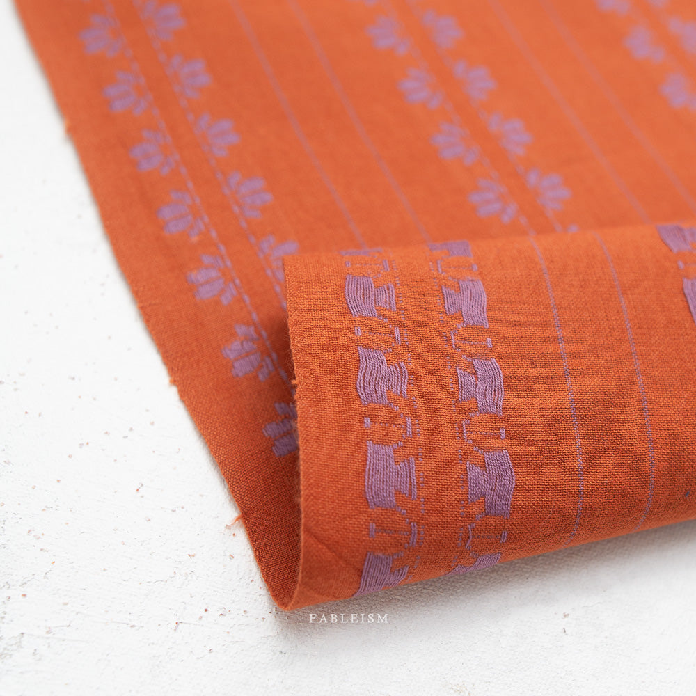 Fableism Fine and Dandy – Deco Stripe in Spice Cotton Woven Fabric