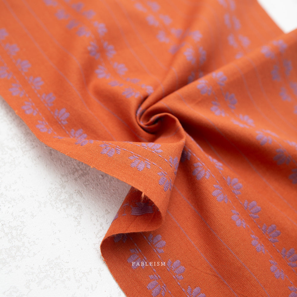 Fableism Fine and Dandy – Deco Stripe in Spice Cotton Woven Fabric