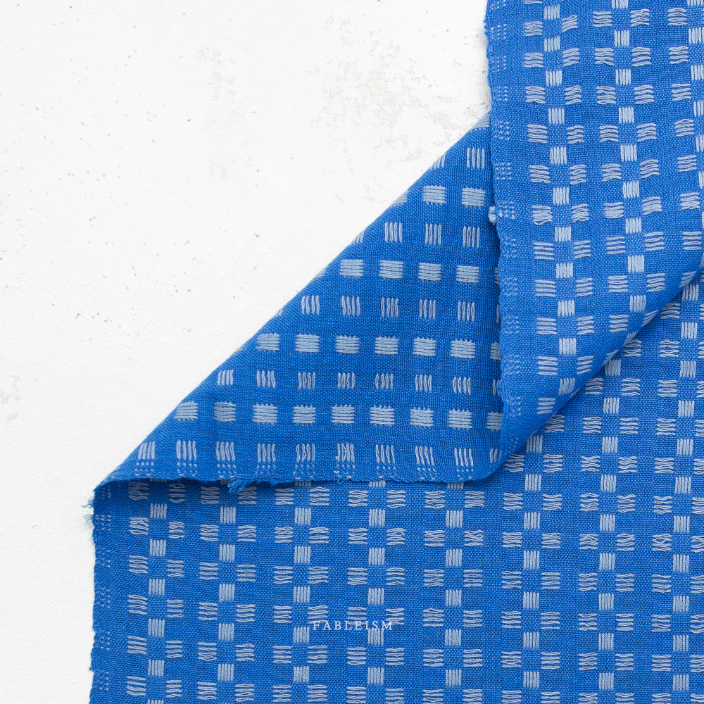 Fableism Fine and Dandy – Basket Weave in Bright Blue Cotton Woven Fabric