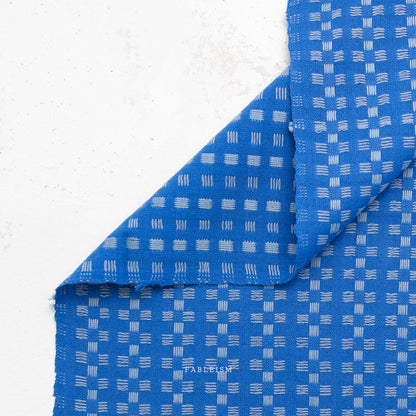 Fableism Fine and Dandy – Basket Weave in Bright Blue Cotton Woven Fabric