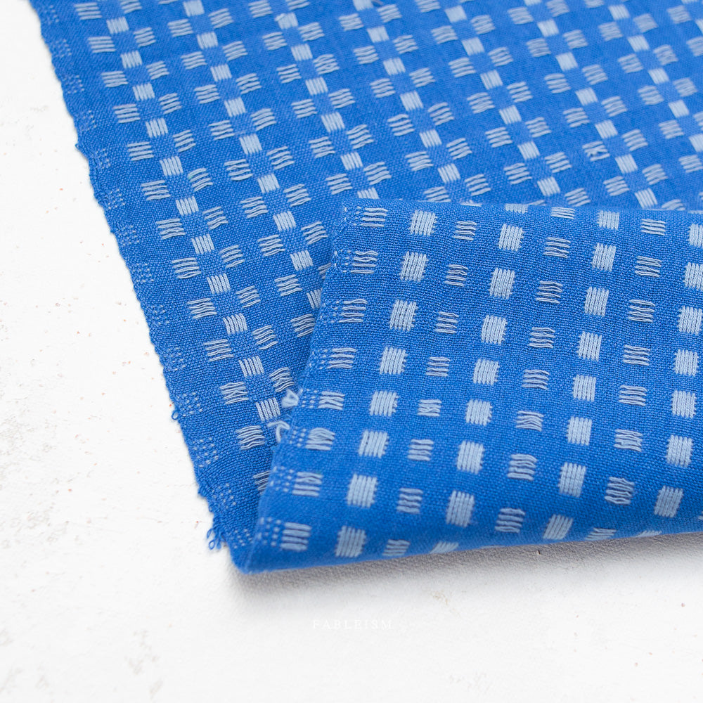 Fableism Fine and Dandy – Basket Weave in Bright Blue Cotton Woven Fabric