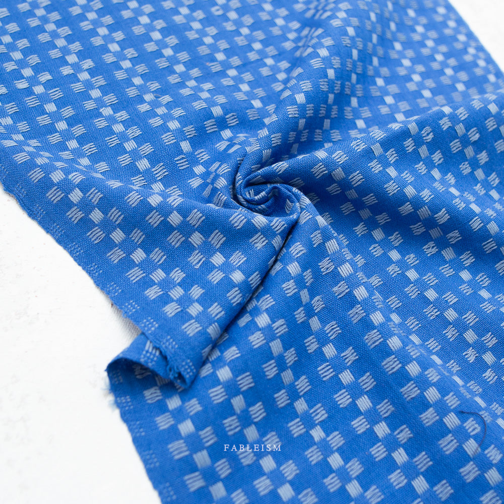Fableism Fine and Dandy – Basket Weave in Bright Blue Cotton Woven Fabric