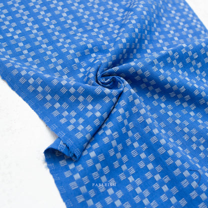 Fableism Fine and Dandy – Basket Weave in Bright Blue Cotton Woven Fabric