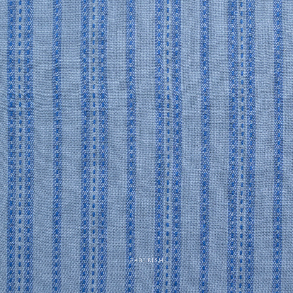 Fableism Fine and Dandy – Stitch Stripe in Blue Cotton Woven Fabric