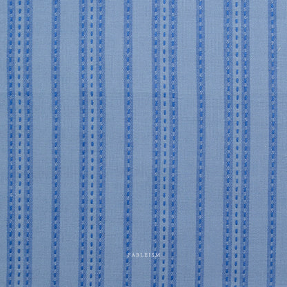 Fableism Fine and Dandy – Stitch Stripe in Blue Cotton Woven Fabric