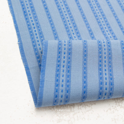Fableism Fine and Dandy – Stitch Stripe in Blue Cotton Woven Fabric
