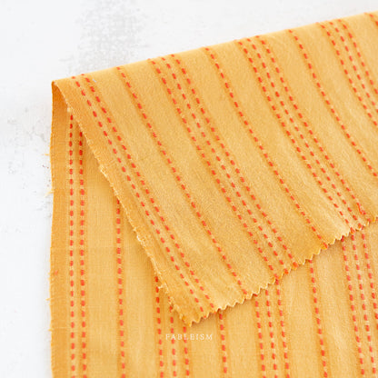 Stitch Stripe Turmeric | Fableism Supply Co Cotton Quilting Yardage