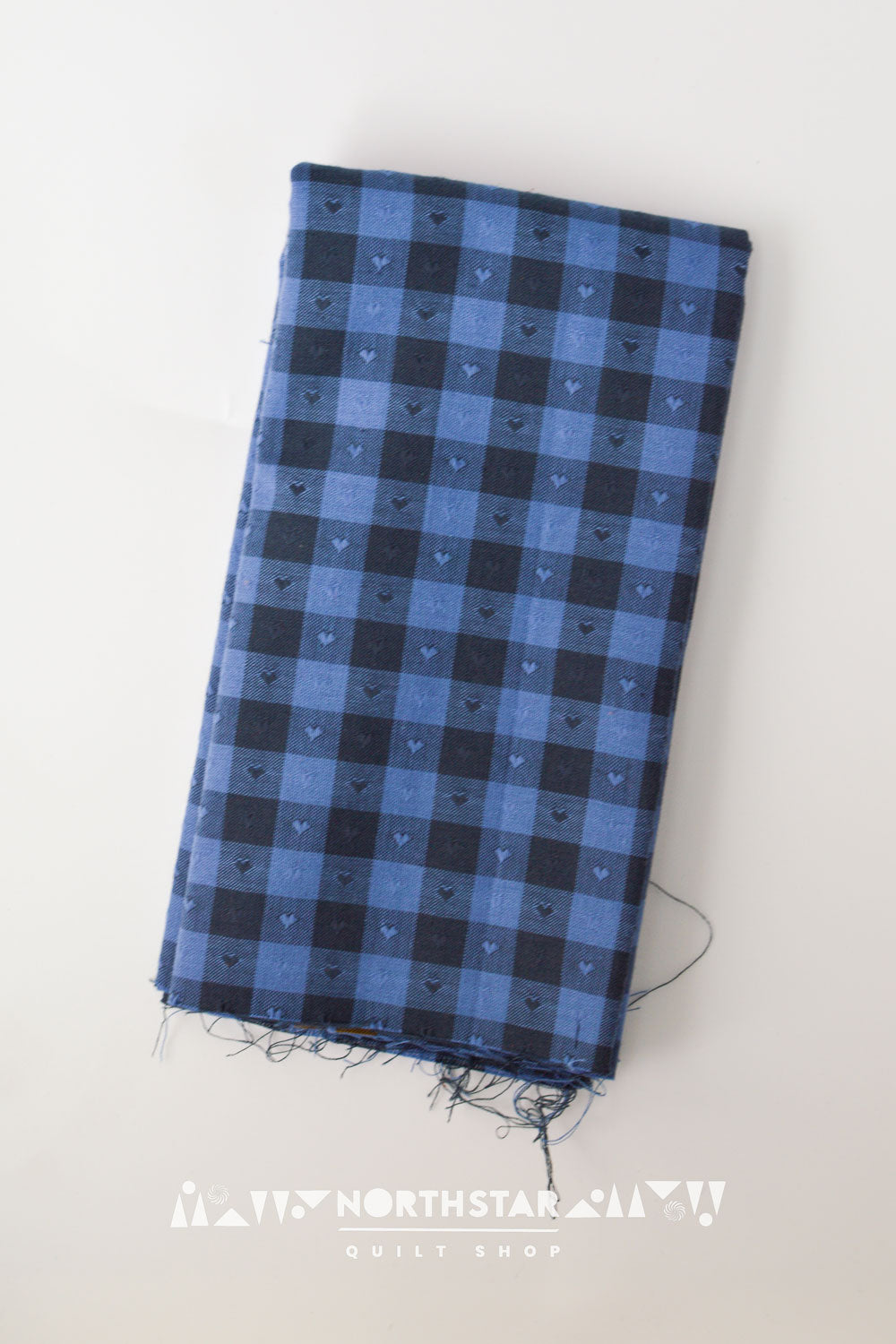Blueberry Gingham Hearts | Fableism Supply Co Woven Cotton Quilting Yardage 55" Wide