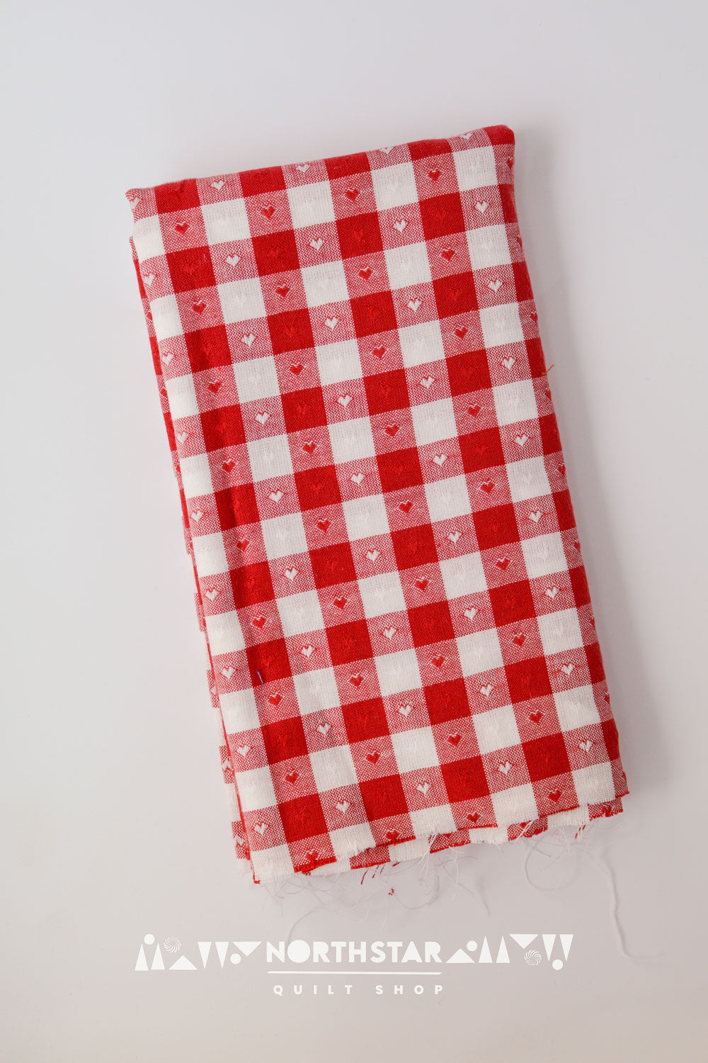 Cherry Gingham Hearts | Fableism Supply Co Woven Cotton Quilting Yardage 55" Wide