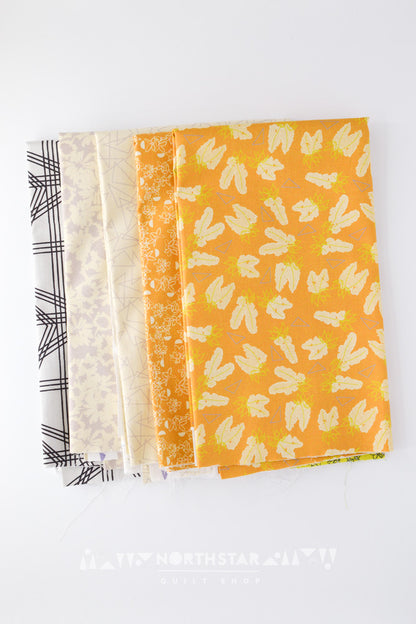 Sings of Spring in Ochre Mini Collection | Wax and Wane Studio Cotton Quilting Bundle