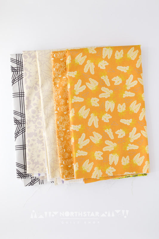 Sings of Spring in Ochre Mini Collection | Wax and Wane Studio Cotton Quilting Bundle