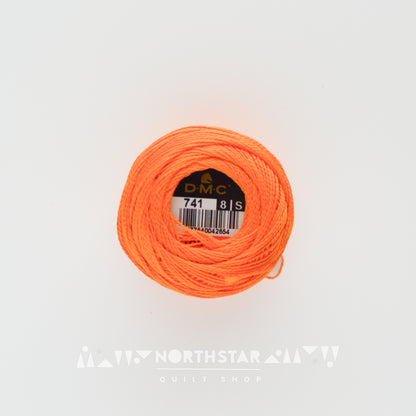 Pearl Cotton Balls Size 8 Medium Tangerine 741