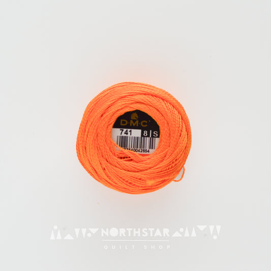 Pearl Cotton Balls Size 8 Medium Tangerine 741